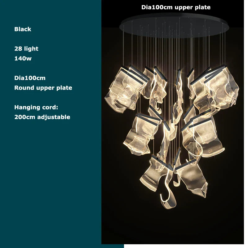 Decorbites™ Goldene Liebes-Papier-Lüster: Postmoderne LED-Designerbeleuchtung für den Eingangsbereich