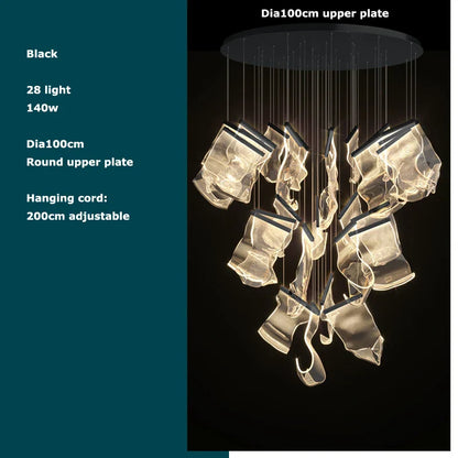Decorbites™ Goldene Liebes-Papier-Lüster: Postmoderne LED-Designerbeleuchtung für den Eingangsbereich