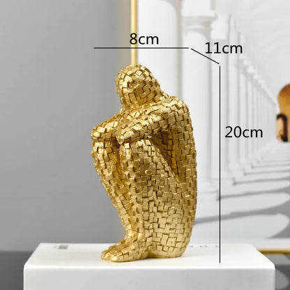 Decorbites™ Goldener Mann Denker Abstrakte Skulptur Statue für Heimdekoration