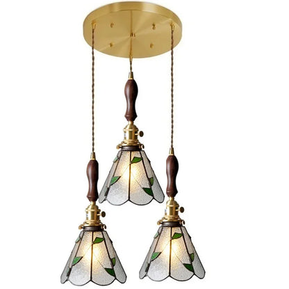 DecorBites™ Glass Copper Pendant Light with Wood Knob Switch: Modern Nordic LED Hanging Lamp
