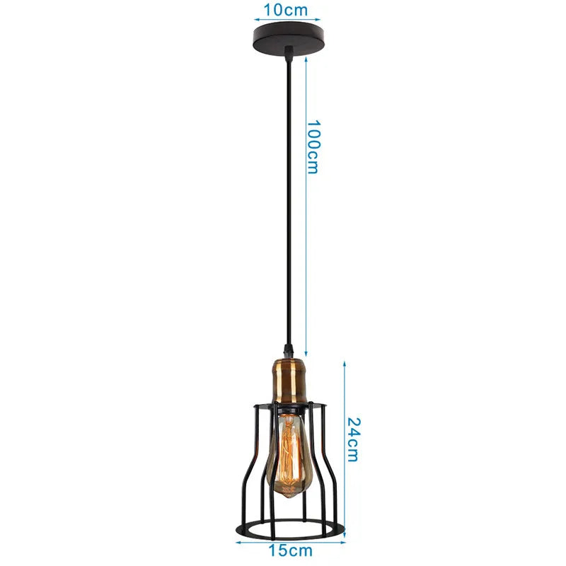 Decorbites™ Industrielles Nordisches Käfig-Pendant-Licht, Schwarzes Eisen Retro-Loft-Hängeleuchte
