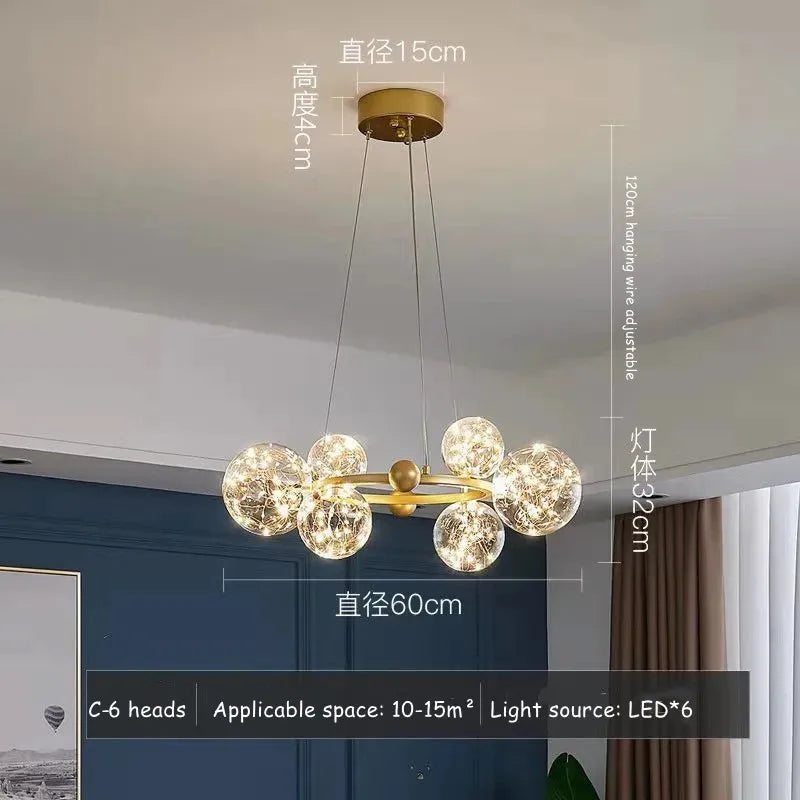 Decorbites™ Glas-Blase-LED-Kronleuchter: Nordisches Kunststern-Helles Innenbeleuchtung für Romantische Atmosphäre