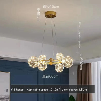 Decorbites™ Glas-Blase-LED-Kronleuchter: Nordisches Kunststern-Helles Innenbeleuchtung für Romantische Atmosphäre