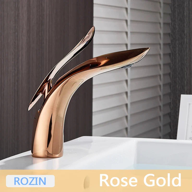Decorbites™ Golden Rose Badezimmerarmatur Wasserfall Waschbeckenmischer Armaturen - Luxus Einloch