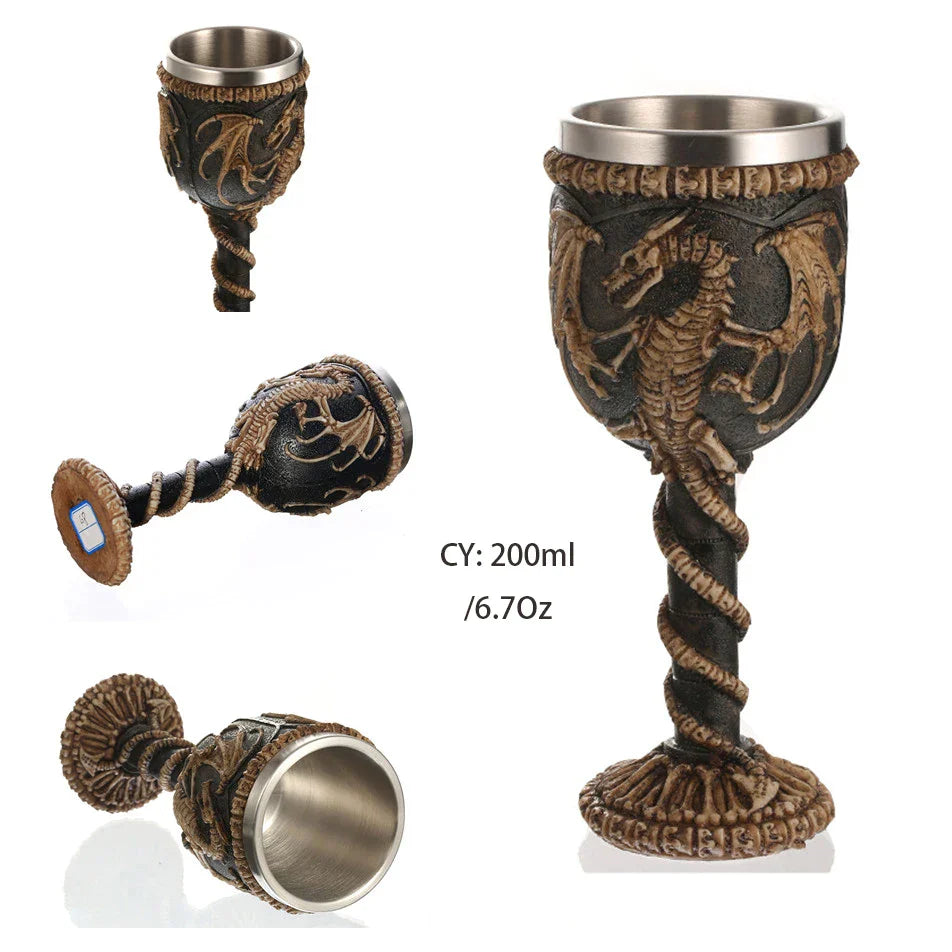 DecorBites™ Gothic Skull Resin Wine Glass 200ml bar drinkware cocktail whiskey cup