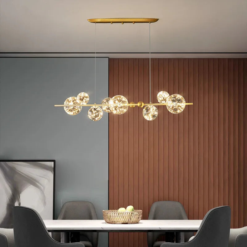 Decorbites™ Goldener Ring-Glasball-Lüster mit Fernbedienung für Wohn- und Esszimmer