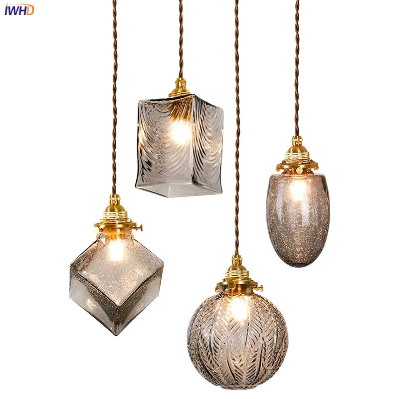 Decorbites™ Japanische Glasanhängerleuchten: Industrieller Vintage-Stil für Schlafzimmer, Wohnzimmer, Kupfer-Dekor