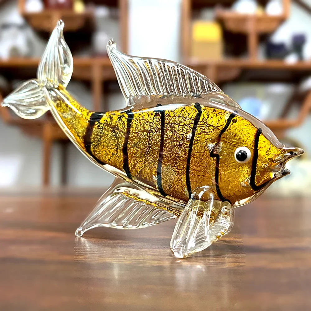 DecorBites™ Crystal Glass Tropical Fish Figurines | Hand Blown Modern Home Decor