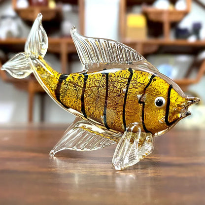 DecorBites™ Crystal Glass Tropical Fish Figurines | Hand Blown Modern Home Decor