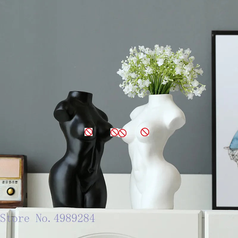 Decorbites™ Abstrakte Nackte Frau Keramikvase Schwarz Weiß Wohnraumdekoration Ornament