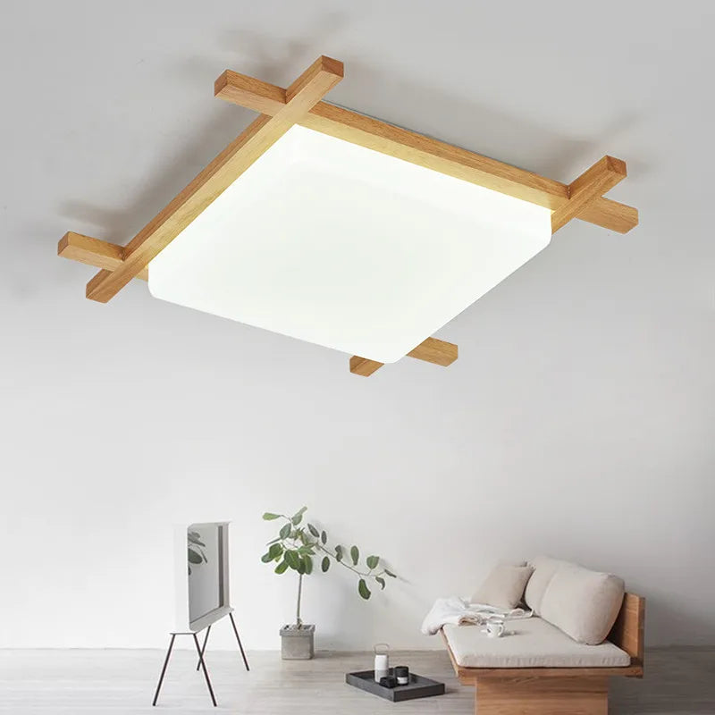 Decorbites™ Japanische Holz-Deckenleuchte Tatami-Lampe Einbauleuchte Wohnzimmer Schlafzimmer Quadratisch