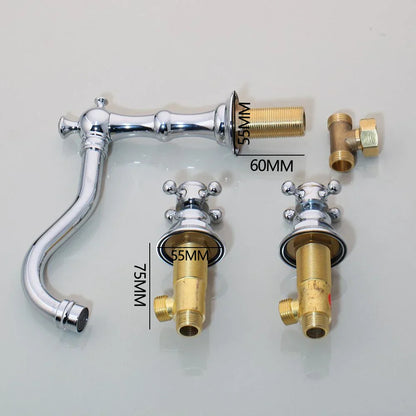 Decorbites™ Dualeinhebel-Waschbeckenarmatur aus massivem Messing in Chrom mit antiker schwarzer Finish