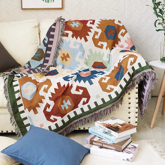 Decorbites™ Geometrische Fransen-Sofabezug - Boho-Stil Decke Staubschutz
