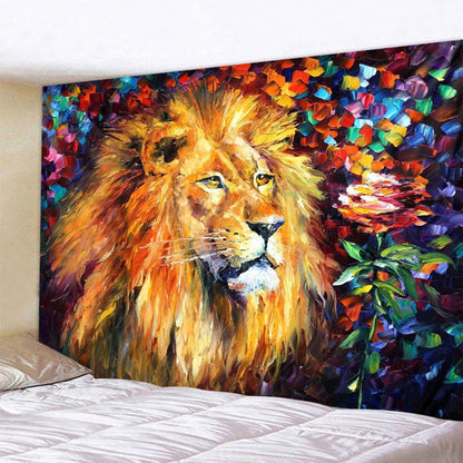 Decorbites™-Löwen-Psychedelische-Kunst-Wandbehang für die Heimdekoration Hippie-Bohemian-Wohnzimmer-Wandkunst