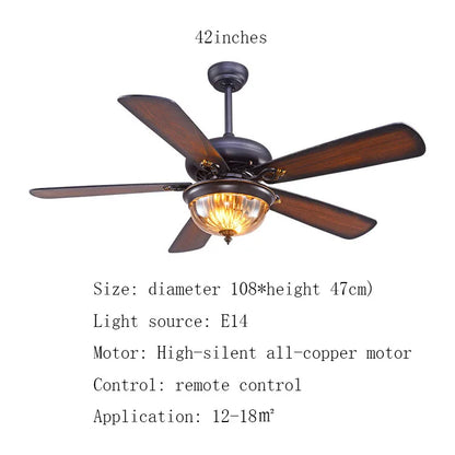 DecorBites™ 52-inch Tiffany Ceiling Fan Light with Remote Control and Wood Leaf Design