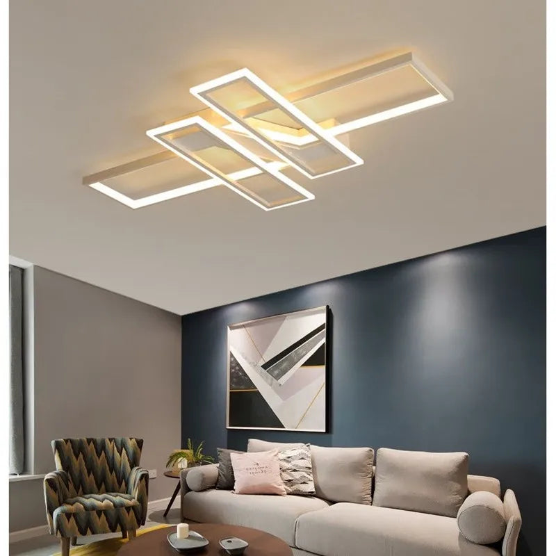 Modern LED Ceiling Fixture Large 110x70cm Gold