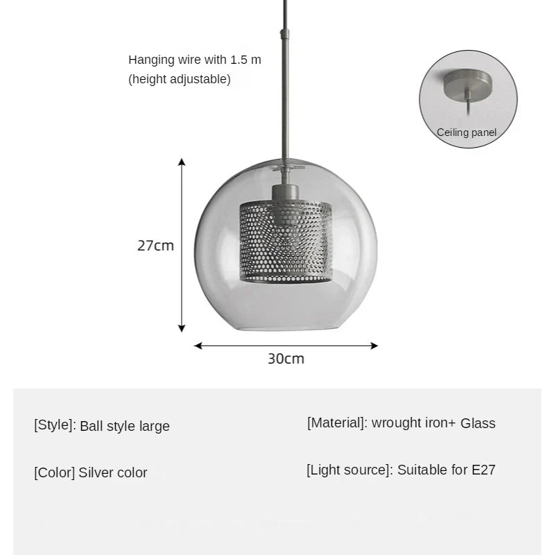 DecorBites™ Glass Ball LED Pendant Lamp for Modern Nordic Bedroom Kitchen Living Room Lighting