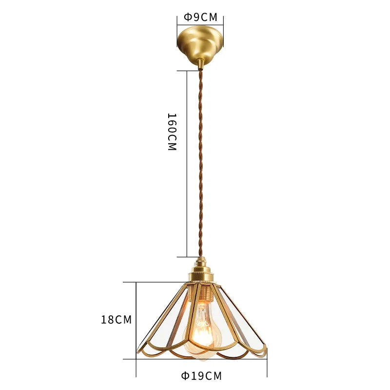 Decorbites™ Japanisches Vintage-Glas-Kupfer-LED-Pendant-Lampenleuchte für Schlafzimmer, Bar, Café