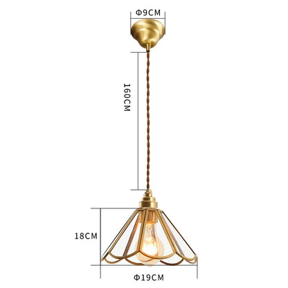 Decorbites™ Japanisches Vintage-Glas-Kupfer-LED-Pendant-Lampenleuchte für Schlafzimmer, Bar, Café