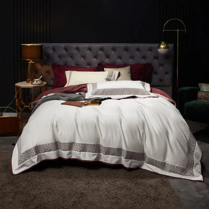 DecorBites™ Luxe Egyptian Cotton Bedding Set: Duvet Cover, Bed Sheet, 2 Pillow Sham