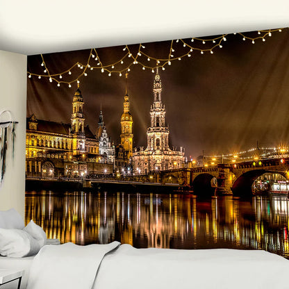 Decorbites™ Stadt-Nachtszene-Wandteppich im europäischen London-Stil als Wandbehänge