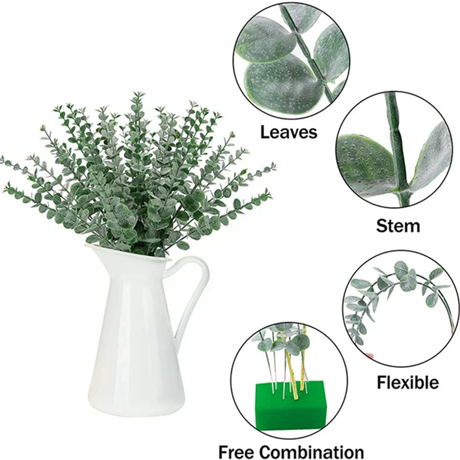 DecorBites™ Eucalyptus Greenery Stems: 8pcs for Home Decor, Weddings, & Parties