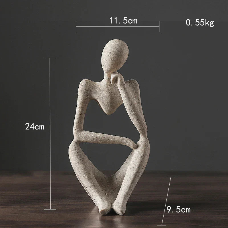 Decorbites™ Abstrakte Denkerin Frau-Figur Harz-Skulptur Modernes Kunst-Dekor Handwerksornament