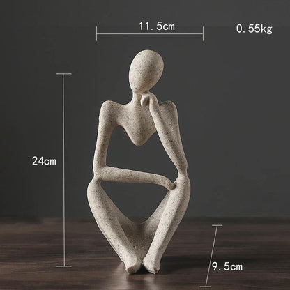 Decorbites™ Abstrakte Denkerin Frau-Figur Harz-Skulptur Modernes Kunst-Dekor Handwerksornament