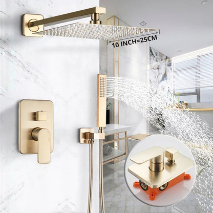 Decorbites™ Golden 8" Regenbrause-Duscharmatur-Set mit Handbrause – Wandmontierte Luxus-Mischbatterie