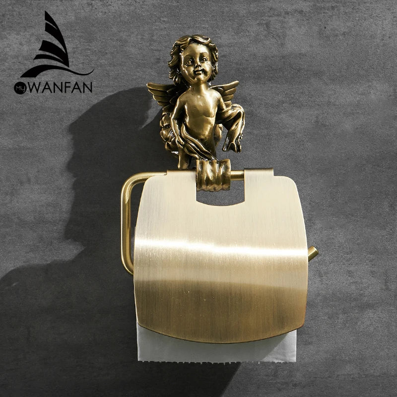 Decorbites™ Klassischer Engel Gold Toilettenpapierhalter Wandmontiert für Badezimmer Zuhause
