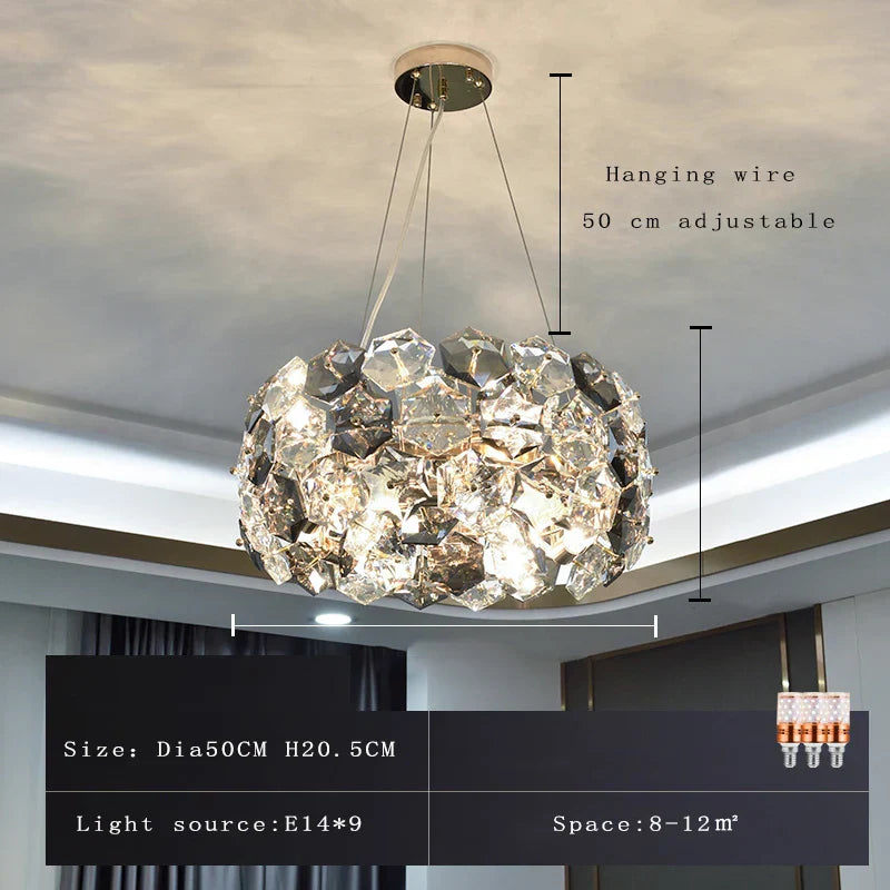 DecorBites™ Crystal Wrought Iron Chandelier: Creative Dining & Living Room Suspension Light
