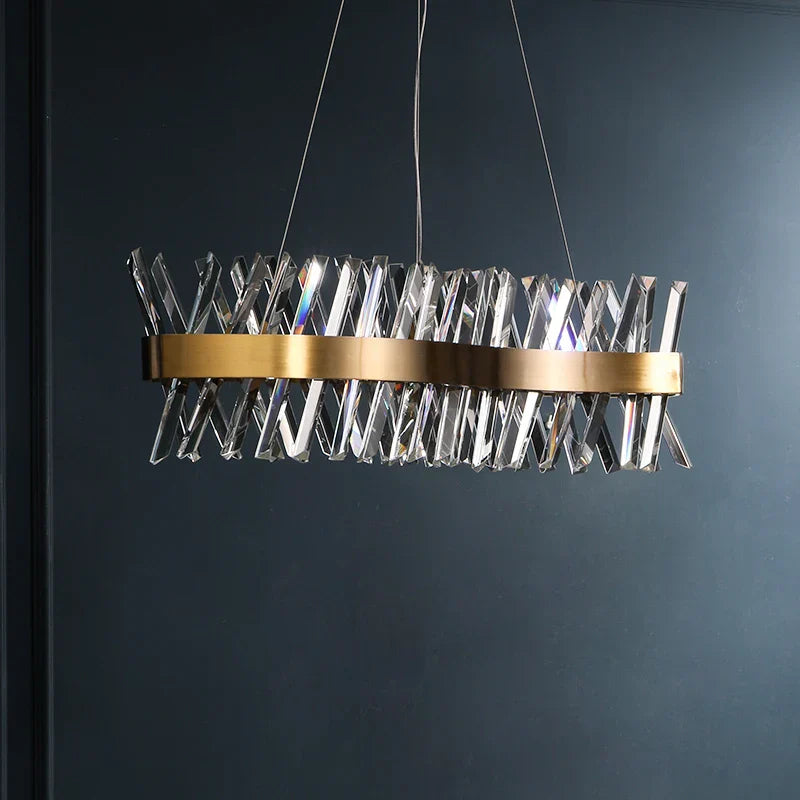 Gold Crystal Dining Chandelier Radiant 120cm