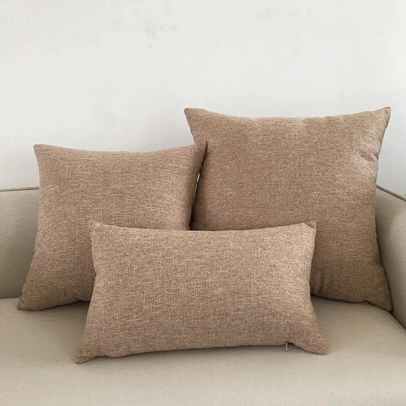 DecorBites™ Ivory Sofa Cushion Cover Solid Basic 30x50cm - 60x60cm