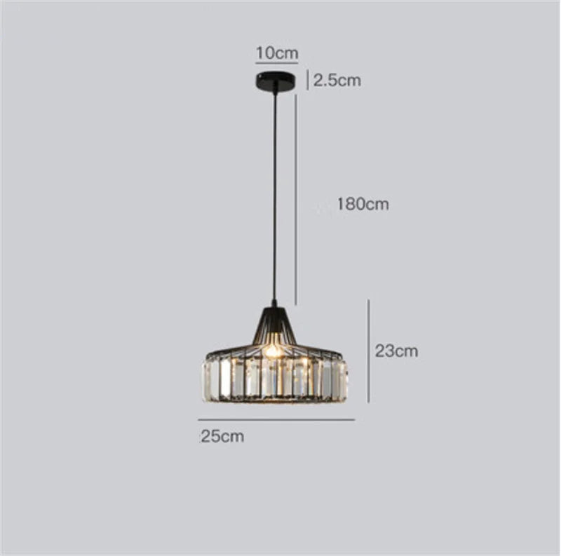 Gold Crystal Pendant Chandelier 3-Light Gold