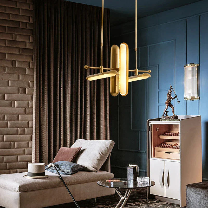Gold Iron Glass Chandelier