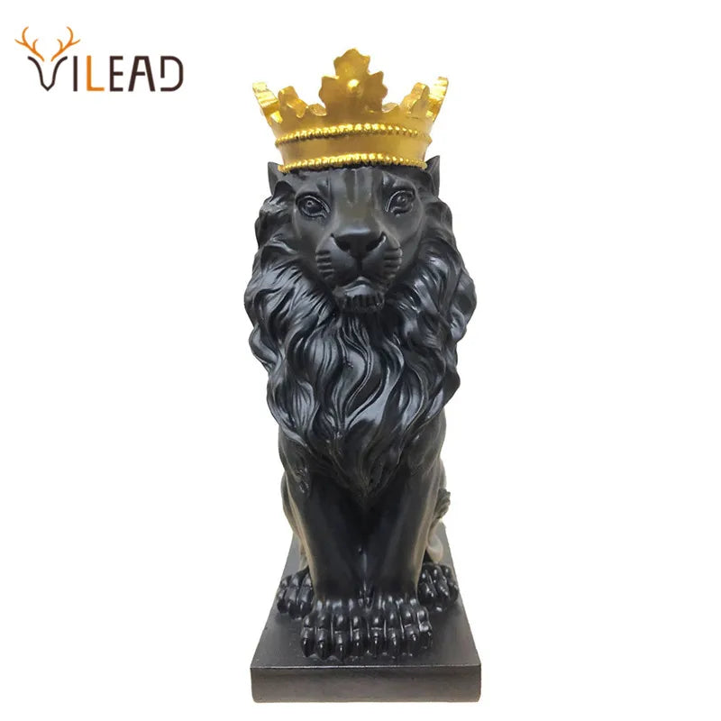 Decorbites™ Goldene Krone Löwenkönig Statue 17 cm Höhe Nordische Handwerkskunst Dekoration für Zuhause und Büro