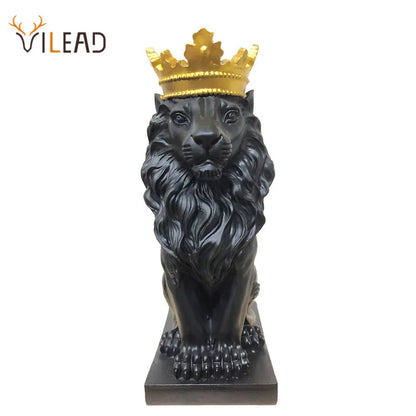 Decorbites™ Goldene Krone Löwenkönig Statue 17 cm Höhe Nordische Handwerkskunst Dekoration für Zuhause und Büro