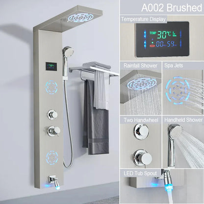 Decorbites™ LED-Licht-Duscharmatur-System: Regenwald, Massage-Düsen, Wasserfall-Panel mit Temperatursteuerung