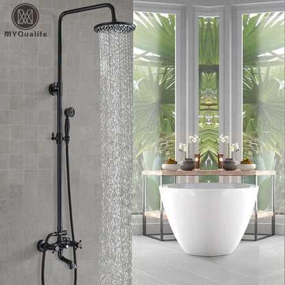 Decorbites™ Schwarzes Messing Bad-Duscharmatur-Set mit Handbrause und Wannenarmatur