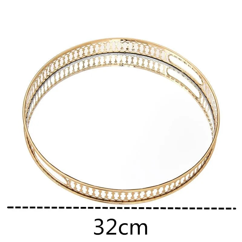 Decorbites™ Elegantes Goldspiegel-Glas-Aufbewahrungstablett für Schmuck und kleine Gegenstände