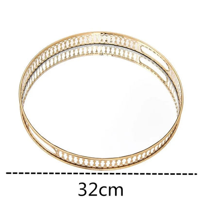 Decorbites™ Elegantes Goldspiegel-Glas-Aufbewahrungstablett für Schmuck und kleine Gegenstände