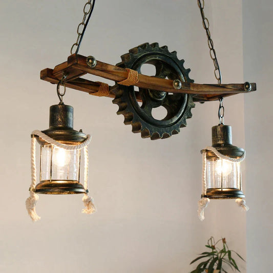 DecorBites™ Gear Industrial Chandelier Pendant Lamp for Cafe Bar Restaurant