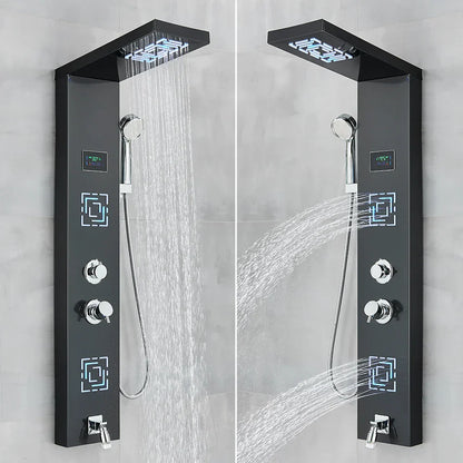 Decorbites™ LED-Licht-Duscharmatur-System: Regenwald, Massage-Düsen, Wasserfall-Panel mit Temperatursteuerung