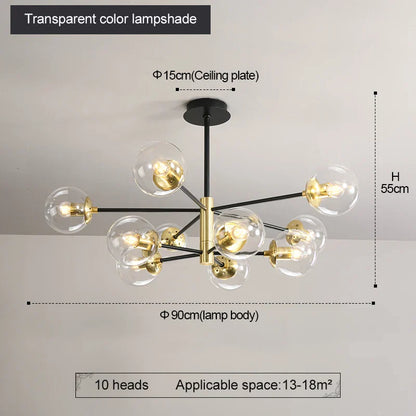 Decorbites™ Glas-Kugeln-LED-Kronleuchter: Retro runde Schmiedeeisen-Innenbeleuchtung für Küche, Wohnzimmer, Bauernhaus