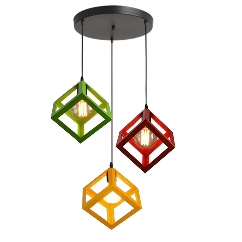 Decorbites™ Geometrische Würfel-Pendantleuchten-Trio mit Metall-Schirmen Quadratische Deckenlampen