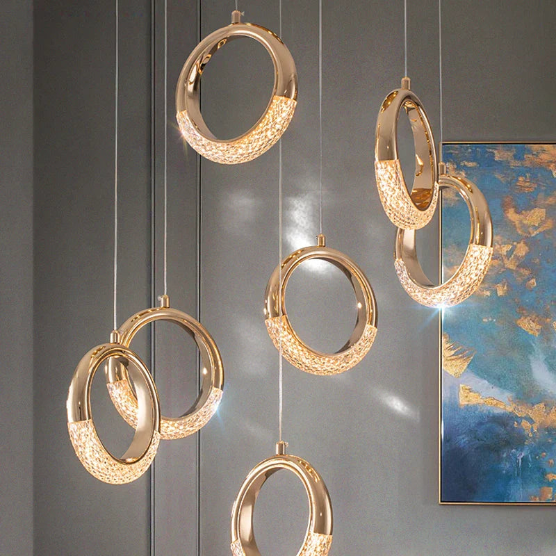 DecorBites™ Gold LED Pendant Light - Elegant Adjustable Chandelier for Indoor Home decor