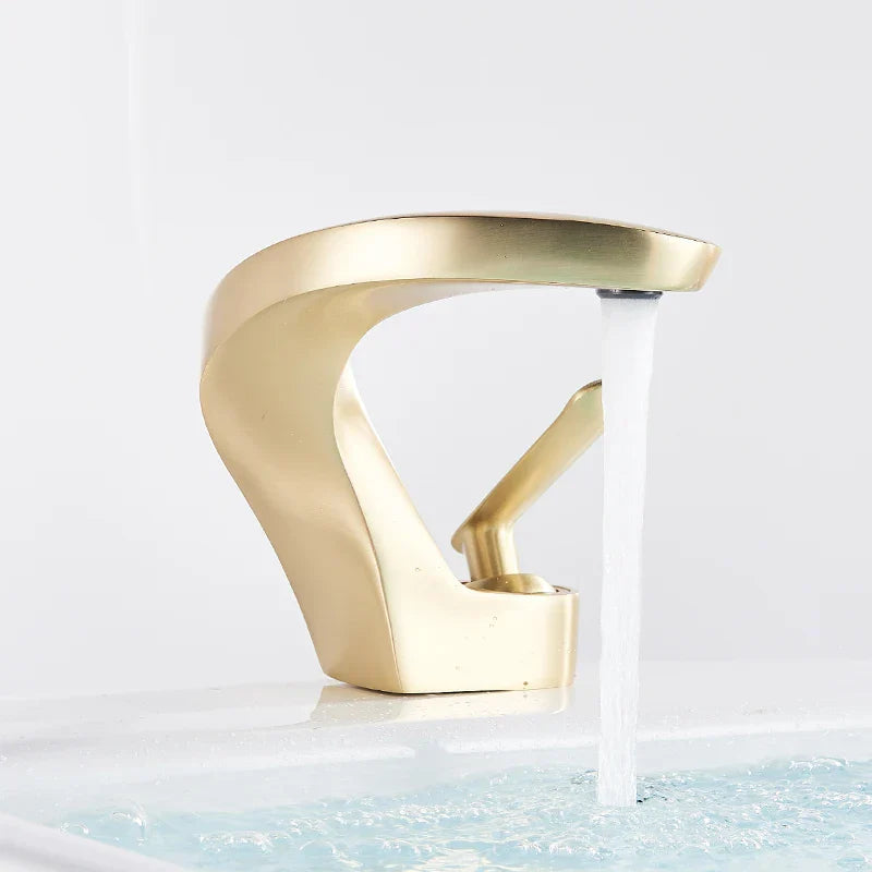 Decorbites™ Gebürsteter Goldiges Waschbeckenarmatur: Moderne Messing Deckenmontierte Badezimmer Mischbatterie