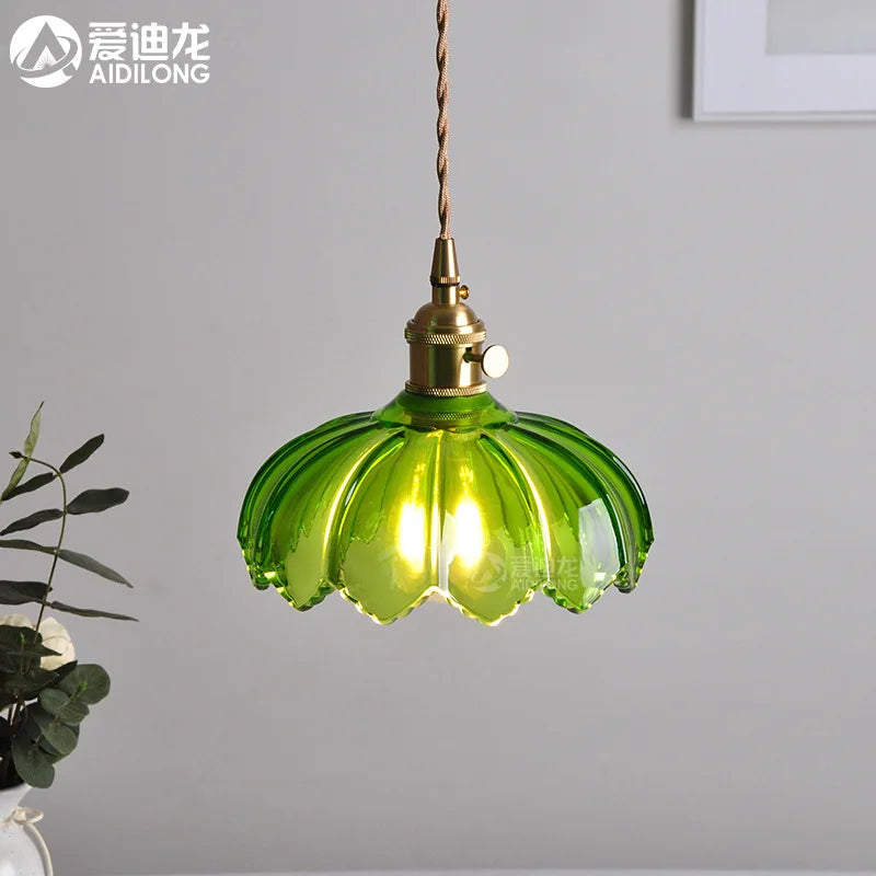 Decorbites™ Grüne Glas-Hängeleuchte - Kupfer Nordische Moderne Pendelleuchten für Schlafzimmer, Bar, Restaurant