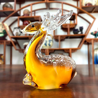 Decorbites™ Handgefertigte Kristall-Sikahirsch-Figur aus Blasglas Tierhandwerk Wohnungsdekoration
