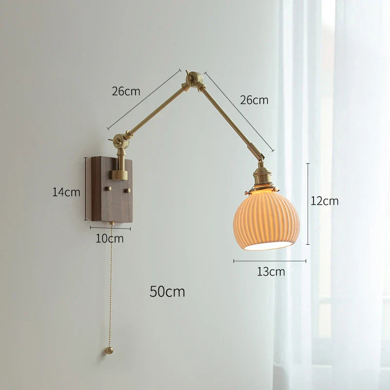 DecorBites™ Copper Swing Arm Wall Lamp Sconce - LED Wall Light for Bedroom Living Room